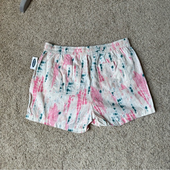 NWT Old Navy High Rise Linen Pink Tie Dye Shorts Size L - Picture 7 of 12